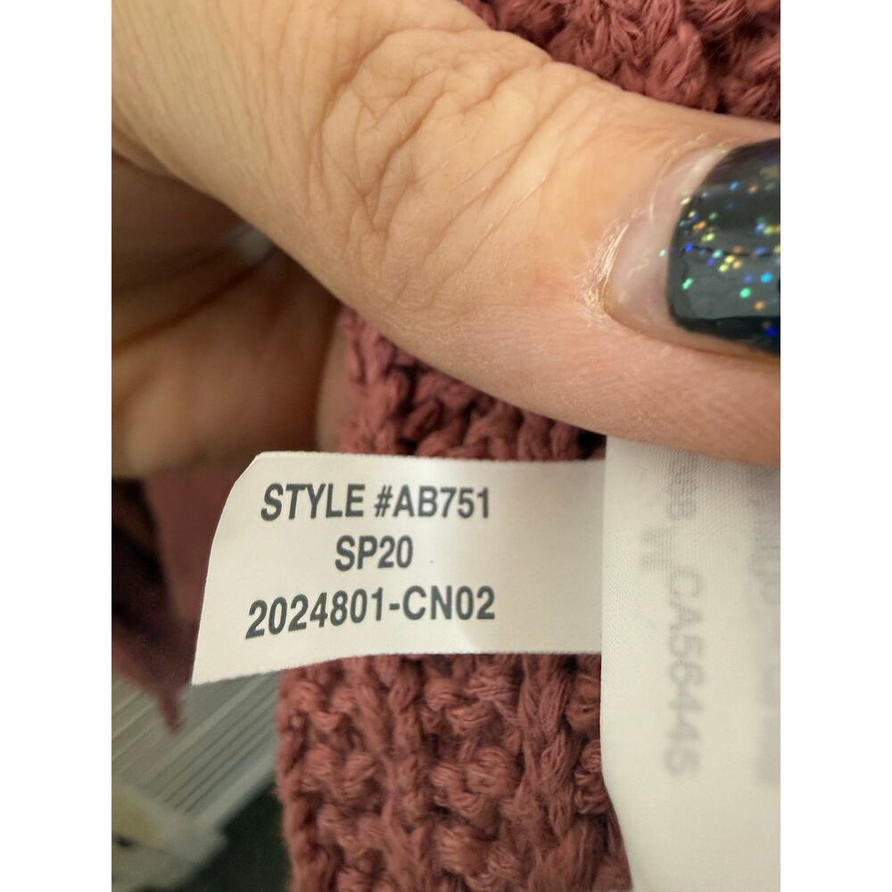 MADEWELL Women's M Bauble Pom Pom Cotton Knit Cardigan Sweater Dusty Rose Boho - Picture 13 of 16